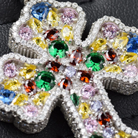 Pendentif croix unisexe plaqué or 18 carats en or massif avec diamants colorés, bijoux religieux de luxe pour usage quotidien, certifié IGI