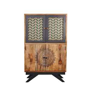 Buffet moderne industriel modulaire écologique et durable en bois de manguier et armoire à parfums rustique en bois massif - Product Image 4