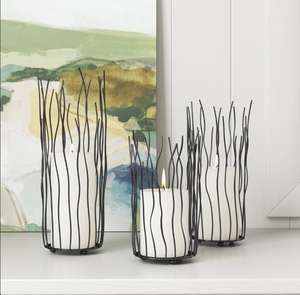 Modern Black Wire Handmade Eco-Friendly Durable Pillar Candle Holder Set Abstract Branch Design <b>Hurricane</b> <b>Lanterns</b> Home Decor - Product Image 1