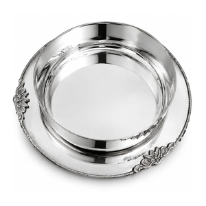 Exquisito Tazón Redondo de Plata para Chocolate, Adornado con Intrincados Adornos Florales Dorados, que Eleva la Mesa de Postres Gourmet - Product Image 2