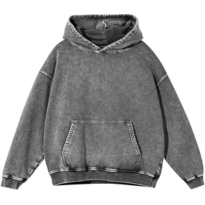 Sudaderas con Capucha de Algodón 100% para Hombre, Estilo Vintage, Oversize, con Bolsillos, Tejido Terry, Ecológicas, OEM - Product Image 1