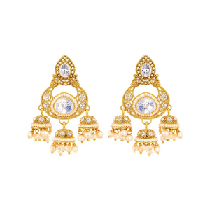 Élégantes Boucles d'Oreilles Pendante Perle en Pierre Pota Style Héritage pour Femme, Bijoux Ethniques Festifs Adorables pour Fête et Mariage 10575610WH - Product Image 2