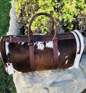 กระเป๋าเดินทางหนังวัวแท้ทำมือ  แบบมีขน  ทรงดัฟเฟิล  สำหรับเดินทางช่วงสุดสัปดาห์  สไตล์วินเทจ  กระเป๋าถือค้างคืน  รุ่น LHTB-0015 - Product Image 3