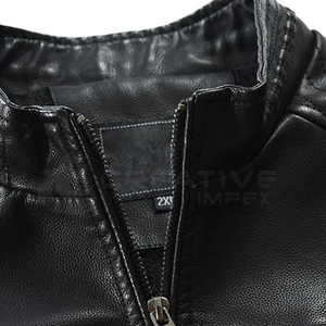 Custom Men's Lightweight Hot Selling Men High Street Cow Skin Leather Jacket With Stand Collar New Fashion Windproof Design - Product Image 3