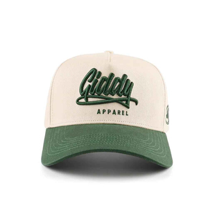Casquette Snapback 6 Panneaux Giddy Apparel Crème et Vert avec Logo Brodé Unisexe Réglable Chapeau Décontracté 100% Coton Satin - Product Image 1