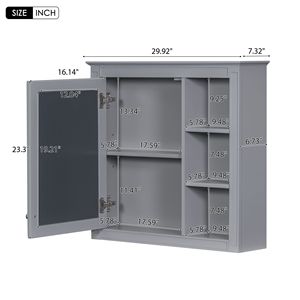 Moderno Armadietto da Bagno a Parete 30 X 28 con Specchio e Vano Portamedicinali per Bagni - Product Image 4