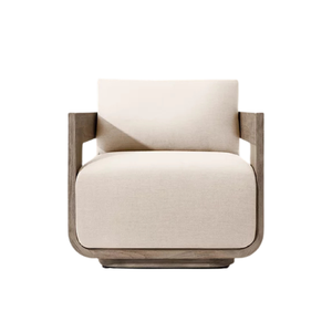 Outdoor <b>Teak</b> Lounge <b>Chair</b> Upholstered Accent Armchair Modern Patio Seating - Product Image 3