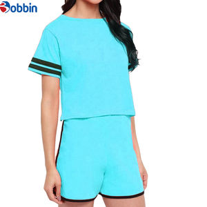 Conjuntos de Verano, Traje Deportivo Corto, Tendencia de Verano, Logotipo Personalizado, Conjunto de Dos Piezas de Algodón, Shorts y Camisetas para Mujer - Product Image 2