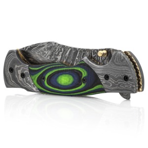 Cuchillo Plegable de Acero de Damasco Hecho a Mano DD-FK-723 con Mango de Hueso de Camello de Color, Cuchillo de Bolsillo EDC para Acampar, Caminar y Cazar - Product Image 5