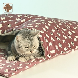 เตียงถ้ำสี่เหลี่ยมขนาดใหญ่พร้อมผ้าห่มอุปกรณ์สำหรับสัตว์เลี้ยงที่นอนสุนัขแมว - Product Image 4