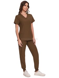 Unisex <b>Doctor</b> Medical Scrub Uniform <b>Set</b> Oxford Fabric Stretch Nurses Workwear Scrubs with Customized Color & Logo - Product Image 4