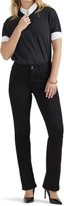Pantalones de Algodón Negros de Pierna Recta y Cintura Media para Mujer, con Cierre de Botones, Corte Regular, Largos, Color Sólido, Estilo Casual para Otoño - Product Image 2