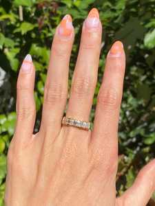 Bagues demi-éternité en diamant, taille marquise et baguette, diamants de laboratoire sertis à griffes, alliances empilables en or massif 14K, 1,14 ct IGI - Product Image 1