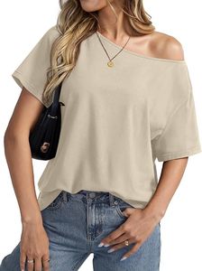 Camiseta de Mujer Personalizada por el Fabricante, con Hombros Descubiertos, Color Sólido, de Algodón Tejido, Manga Corta, Top de Verano - Product Image 2