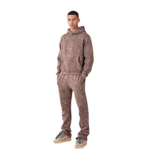 Conjunto deportivo para hombre con efecto lavado ácido, estilo vintage, tela suave al tacto, pantalones deportivos con top a juego, en oferta online. - Product Image 3