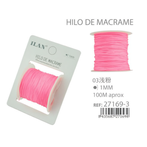 Filo per macramè Ilan 1 mm 100 m rosa per la creazione di nodi cinesi - Product Image 2