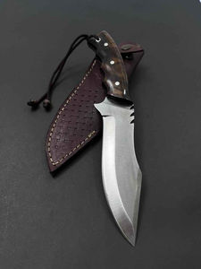 High Demand Handcrafted Fixed Blade <b>Knife</b> with Curved Edge Resin Handle & Woven Leather <b>Sheath</b> with cheap quality OEM - Product Image 4