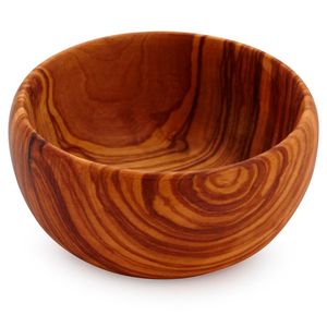 Tazón Redondo de Madera para Servir, Diseño Moderno Grabado a Mano, 9 Pulgadas, Color Madera Natural, para Vajilla y Hostelería - Product Image 1