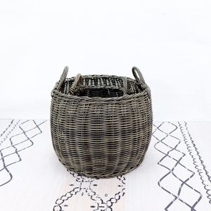 2-Pack Stackable Hand Woven <b>Wicker</b> <b>Storage</b> and Laundry <b>Basket</b> with Comfortable Handles - Product Image 3