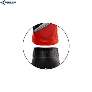 Men's Red Black Color Blocking Sports Kit Short Sleeve cricket uniform With Matching <b>Pants</b> Quick Dry Regular Fit All Seasons - Product Image 3