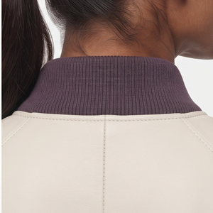 Women PU Leather <b>Zip</b>-<b>Up</b> Crew Neck Bomber <b>Jacket</b> with Front Logo Option Reversible & Eco-Friendly Winter Design - Product Image 5