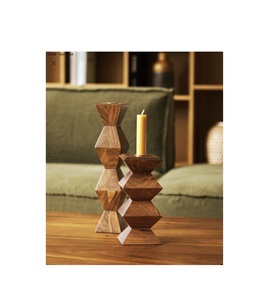 Porte-bougie en bois naturel, accessoire de décoration écologique pour une vie durable et des intérieurs élégants - Product Image 4