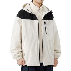 OEM Custom Unisex Summer <b>Waterproof</b> Hooded Soft Shell Safari <b>Jacket</b> Stretch Microfleece Zipper Adjustable Waist Breathable <b>Thin</b> - Product Image 4