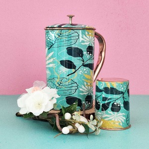Jarra de Agua de Cobre de Doble Pared Ecológica de Lujo Premium con Estampado Decorativo - Venta Directa de Fábrica - Product Image 1