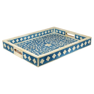 Elegante bandeja para servir de madera de marfil natural con asas de latón Fácil manejo Decoración para el hogar con excelente artesanía - Product Image 3