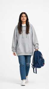 ONETEN APPARELS Women's Navy Blue <b>Cropped</b> Hoodie Wide Leg <b>Joggers</b> Set Full Sleeve Print Streetwear Tracksuit Loose Fit 2 1 100% - Product Image 1