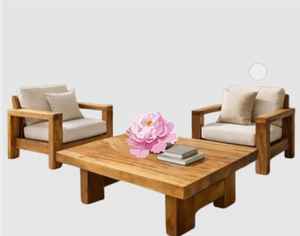 Conjunto de Sala de Estar Moderno Arthamas de Teca con Silla y Mesa - Diseño de Panel Ecológico para Oficina en Casa y Uso en Exteriores - Product Image 3