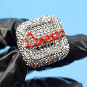 Bague Hip Hop Moissanite VVS personnalisée avec logo lettre, certifiée IGI, en argent 925, bijoux fins pour homme, idéale pour les fêtes - Nouveauté très prisée - Product Image 1