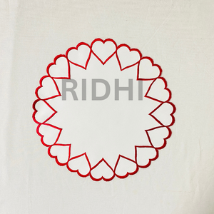 Luxury Red & White Embroidered Linen Placemats Heart Design Reusable Table <b>Mats</b> for Hotels Weddings & Restaurant Bulk Supply - Product Image 1