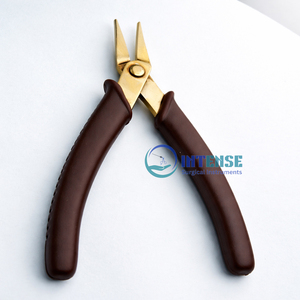 INTENSE SURGICAL INSTRUMENTS 5 Inch <b>Needle</b> Nose Jewelry Pliers Gold Stainless Steel Fine Tip Brown Grip <b>Beading</b> Tool for Jewelry - Product Image 3