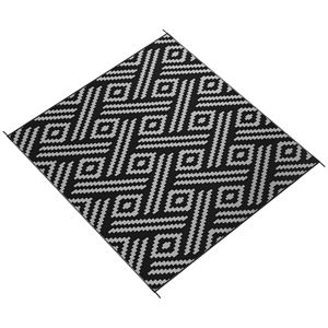 Tappeto da Esterno Geometrico Nero e Grigio 8x10 Portatile, Tappetino Reversibile per Patio con Borsa per il Trasporto, Ideale per Camper e Campeggio - Product Image 1