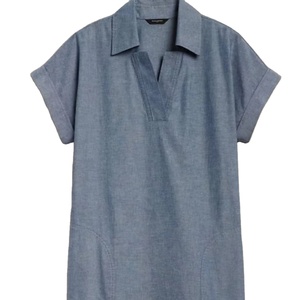 ชุดเดรสเสื้อยีนส์แขนยาวปานกลางสำหรับผู้หญิง, ชุดลำลองทรงหลวมมีกระเป๋าสองข้างสำหรับฤดูใบไม้ผลิและฤดูใบไม้ร่วงใหม่2023 - Product Image 1