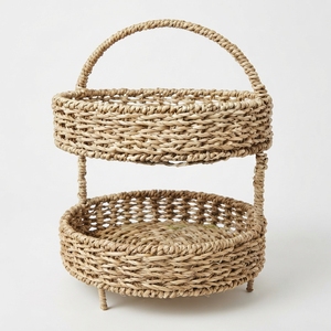 Porte-ustensiles de cuisine en rotin tressé à la main, panier de rangement en paille naturelle, organisateur de table rustique, artisanat balinais, outil de cuisine domestique - Product Image 1