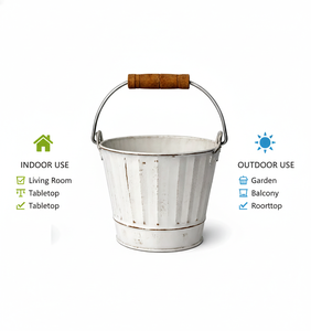 Paquete Múltiple de Macetas Metálicas Blancas de 5 Pulgadas de Diámetro x 4.75 Pulgadas de Alto, Estilo Rústico para Arreglos Florales, Fiestas, Eventos y Decoración - Product Image 4