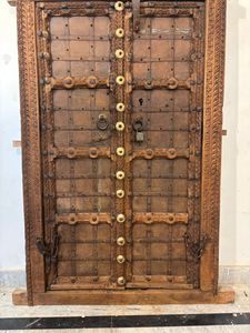 Panneaux de porte en bois massif antique avec cadre sculpté à la main, écologiques, pour chambre, extérieur, salon, meubles de maison - Product Image 6