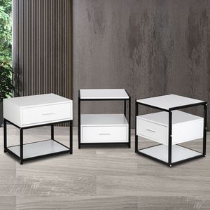 Comodino Smart in Stile Moderno e Semplice Mid-Century, Modello One Smoke (Middle), per Uso in Camera da Letto - Product Image 3