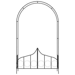 Grande Arco da Giardino Robusto in Ferro Verniciato a Polvere Nera, Traliccio e Cancello - Product Image 2