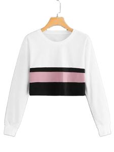 Sudadera corta ligera de primera calidad para mujer, Top térmico de manga larga con cuello redondo y estampado de logotipo personalizado - Product Image 4
