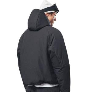 Veste isolante légère pour homme avec capuche et fermeture éclair, ensemble de vêtements de sport tendance pour l'extérieur, couleur noire - Product Image 4