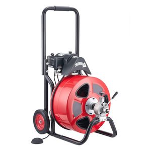 Macchina Portatile per la Pulizia degli Scarichi da 30 Metri x 1,9 cm con Alimentazione Automatica, Ruote a Spirale e 4 Lame, Idropulitrice ad Alta Pressione - Product Image 1