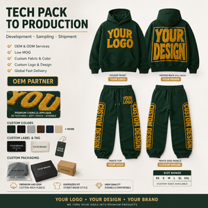 Ensemble de survêtement unisexe d'hiver en coton épais vert uni respirant avec logo imprimé en relief, design personnalisé, streetwear à capuche - Product Image 5