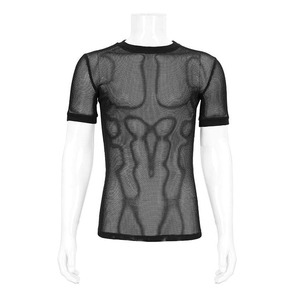 T-shirt en résille pour hommes, pull à manches courtes en maille, style streetwear, pour garçons, avec option OEM – Vente en gros - Product Image 1