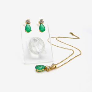 Elegante Conjunto de Pendientes y Colgante de Ónix Verde, Joyería de Piedras Preciosas para Damas, Accesorio de Moda - Product Image 1