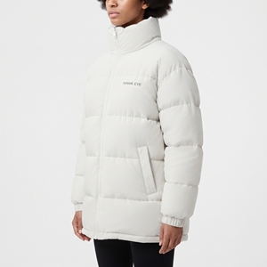 Veste matelassée pour femme Hawk Eye, col montant, fermeture éclair intégrale, manteau d'hiver, couleur unie, épaisse, chaude, manches longues, rembourrage en polyester - Product Image 2