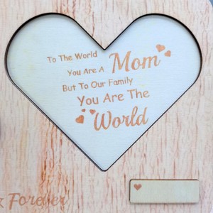 Heart Shape Wooden Photo <b>Frame</b> <b>With</b> Engraved Mom Quote Tabletop Display Handmade Creative Design - Product Image 6