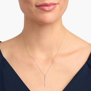 Riviera Natural Diamond Round Brilliant Cut Luxury Bar <b>Necklace</b> in White Gold - Product Image 4